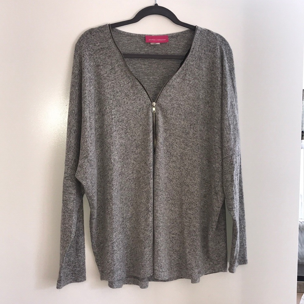 Grey sweater with zip up detail